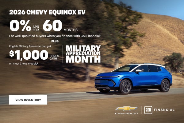 2026 Chevy Equinox EV. 0% APR FOR 60 MONTHS For well-qualified buyers when you finance with GM Fi...